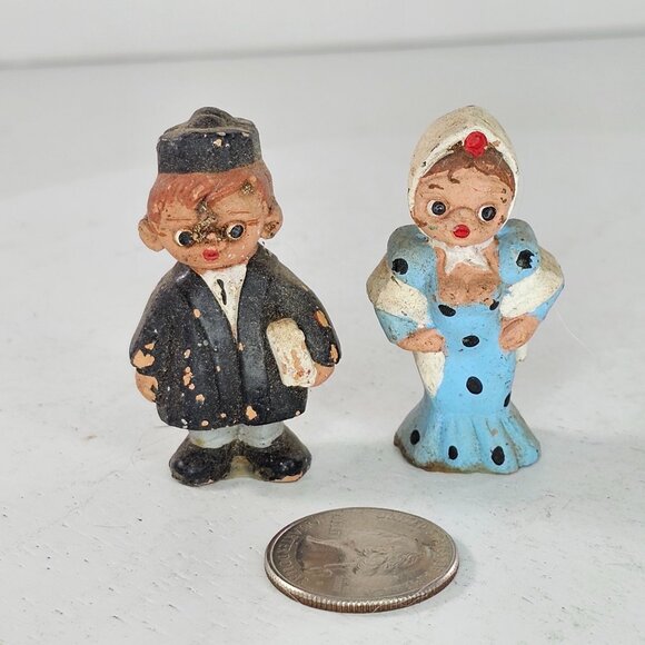 Vintage Spanish Mude People Miniature Figurines Terracotta Boy & Girl Figurines - Picture 3 of 7